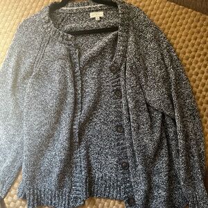 Lucky Brand Heather Gray Button Up Cardigan Sweater